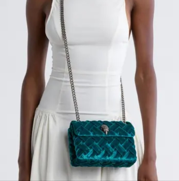 Kurt Geiger Teal Velvet Shoulder Bag - NWT - Picture 6 of 12